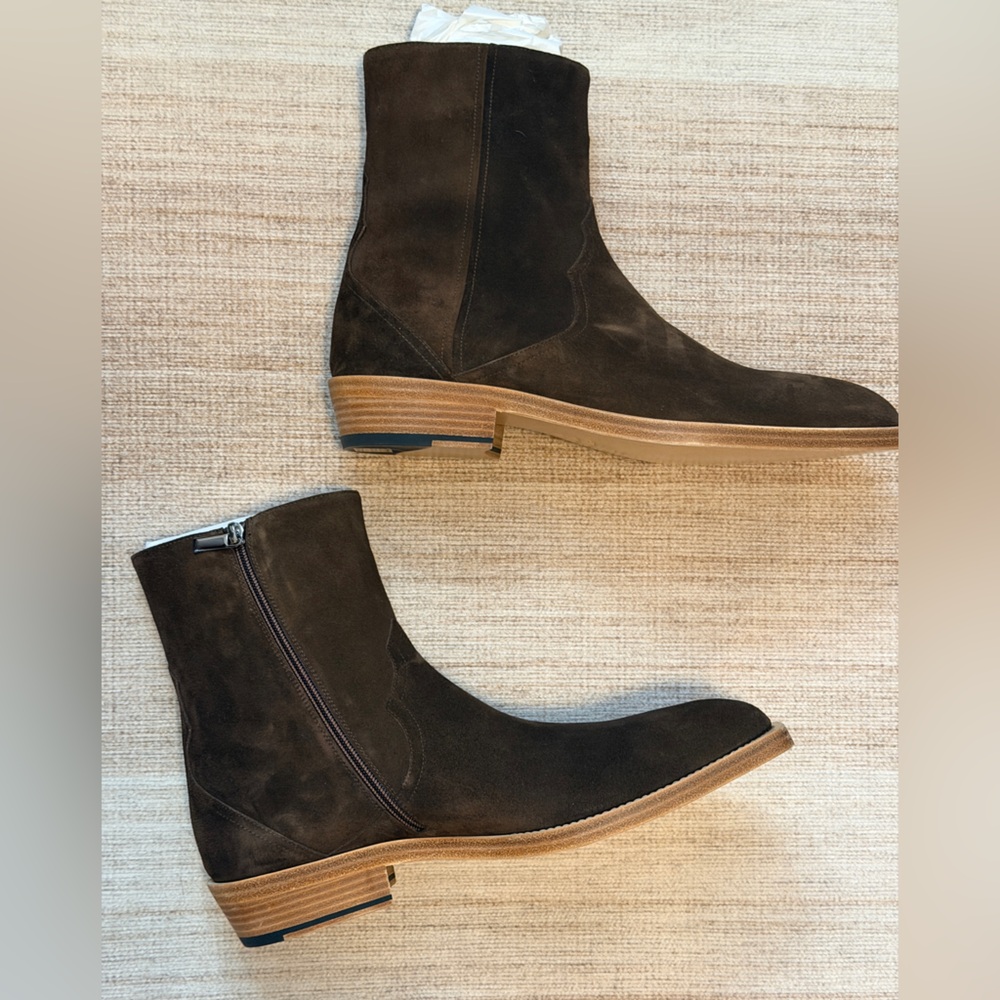Stuart Weitzman Suede Augustine Chelsea Boot | Brown | EU 44 | Square Toe | NIB - Picture 8 of 14
